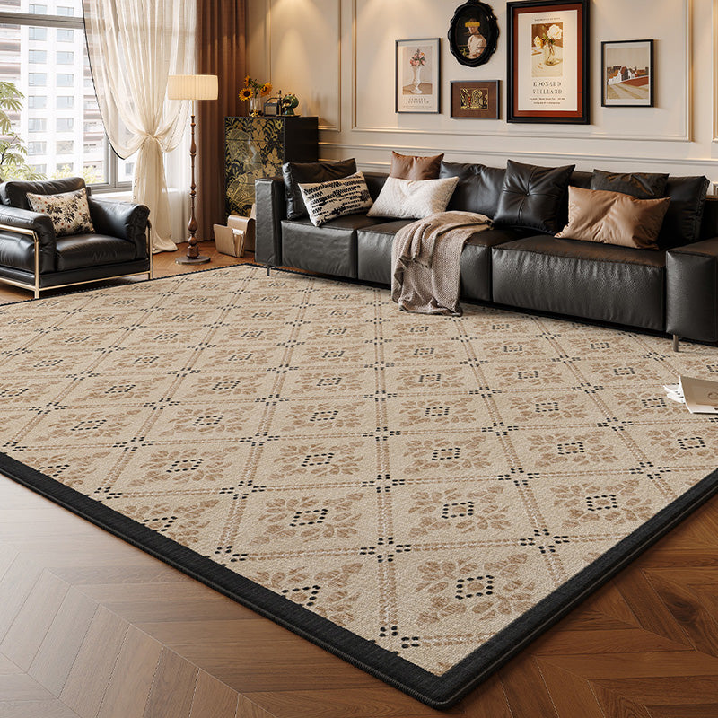 Tapis antidérapant imprimé en coton et lin, en fibre de polyester rectangulaire vintage traditionnelle à pois, en plastique, pour salon 