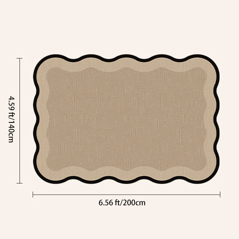 Traditional Vintage Rectangular Wavy-Edge Polyester Fiber Dotted Plastic Cotton Linen Printed Non-Slip Rug For Living Room