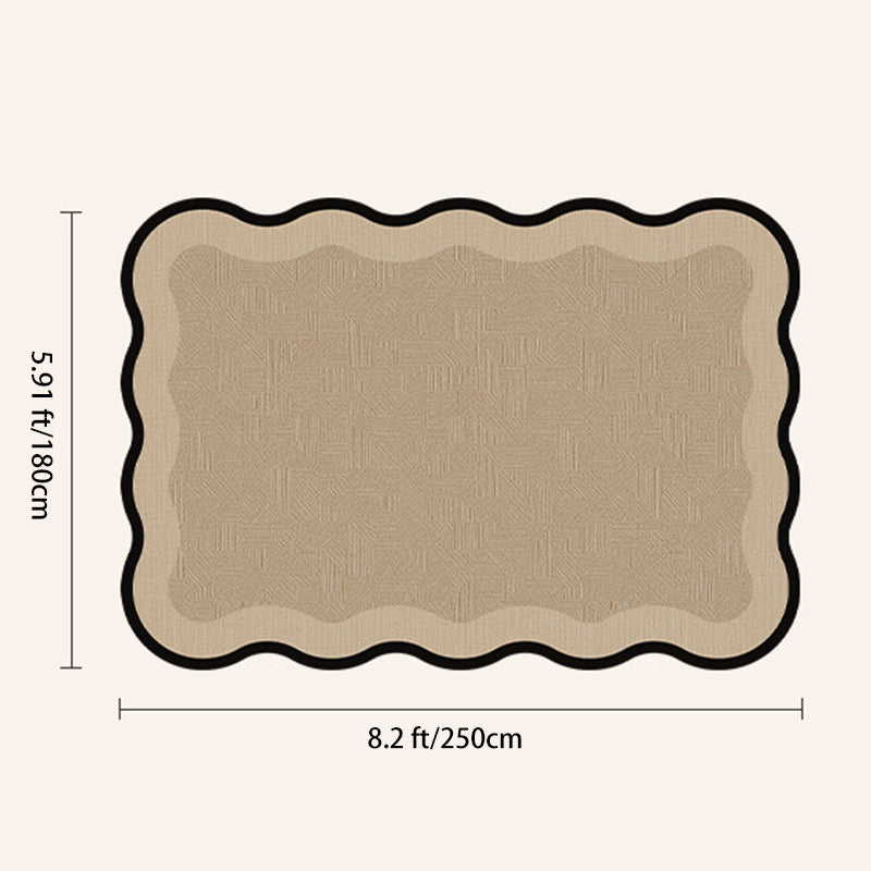 Traditional Vintage Rectangular Wavy-Edge Polyester Fiber Dotted Plastic Cotton Linen Printed Non-Slip Rug For Living Room