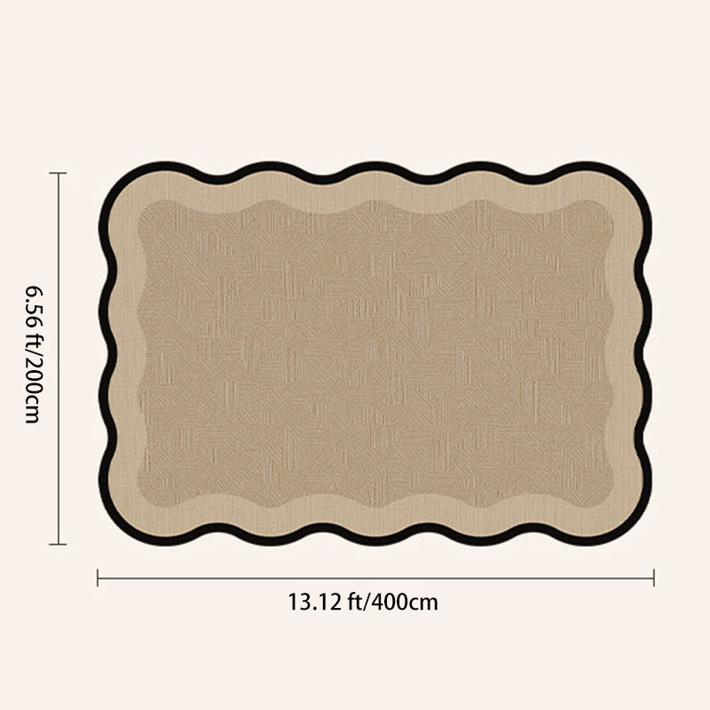 Traditional Vintage Rectangular Wavy-Edge Polyester Fiber Dotted Plastic Cotton Linen Printed Non-Slip Rug For Living Room
