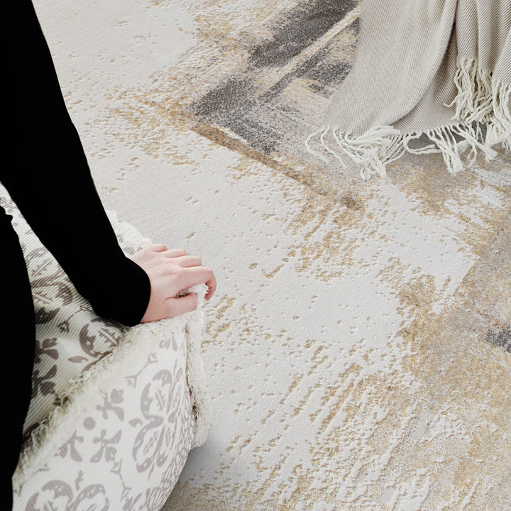 Traditioneller japanischer rechteckiger Teppich aus Polyester-Polypropylen-Mischung und Jute mit rutschfester High-Low-Struktur für das Wohnzimmer 