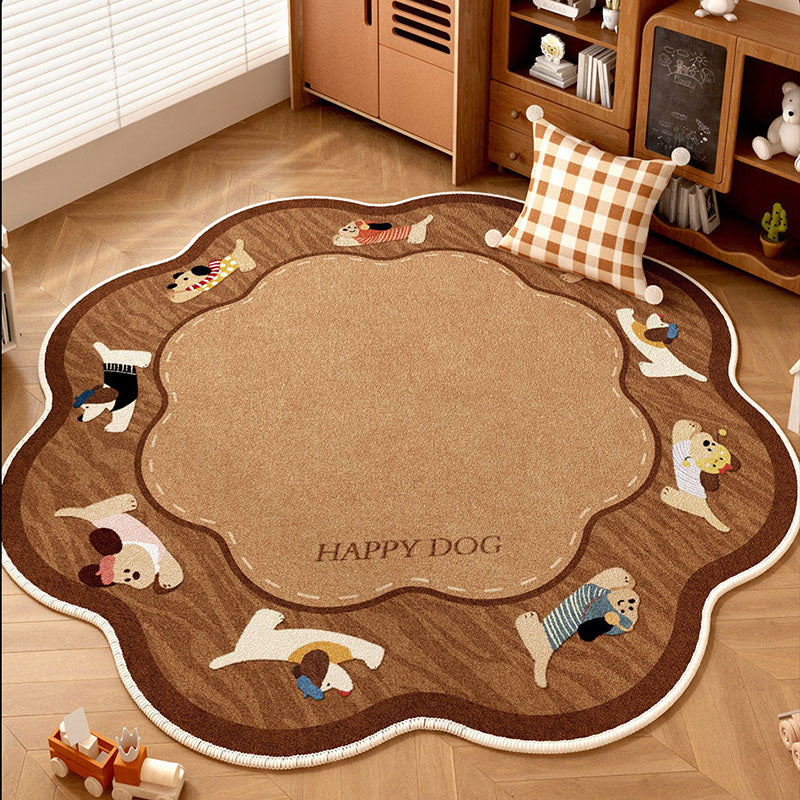 Tapis contemporain créatif rond en chenille TPR imprimée pour salon 