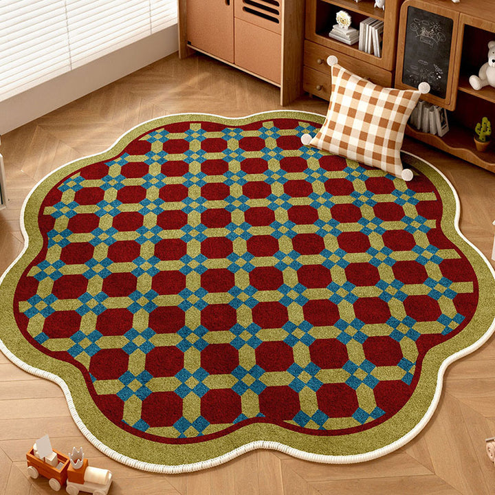 Tapis contemporain créatif rond en chenille TPR imprimée pour salon 