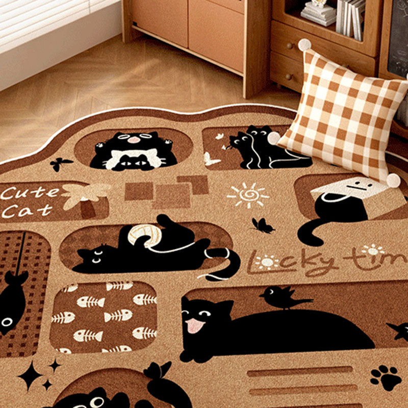 Tapis contemporain créatif rond en chenille TPR imprimée pour salon 