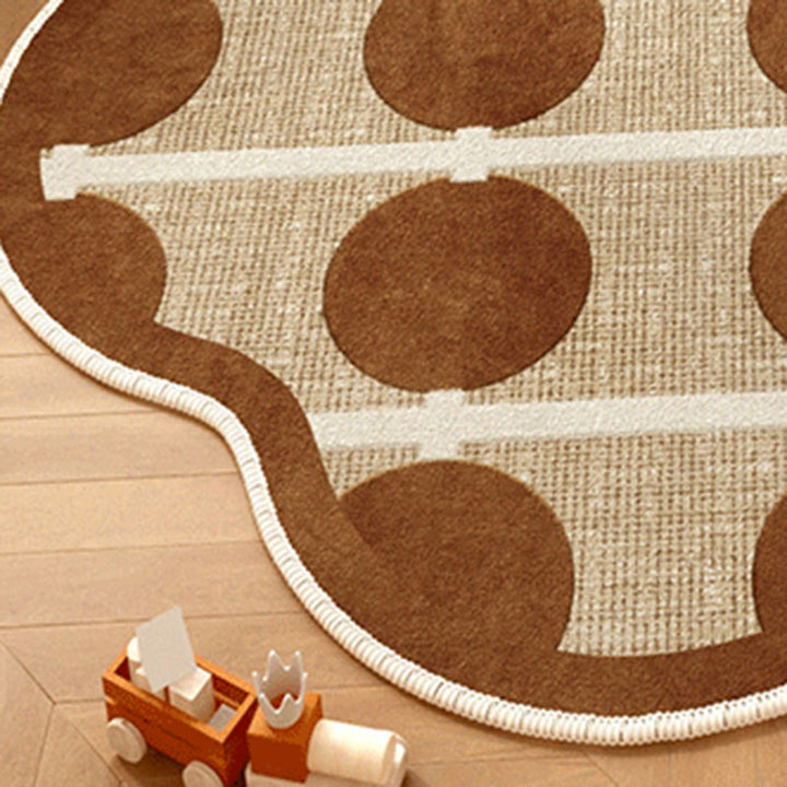 Tapis contemporain créatif rond en chenille TPR imprimée pour salon 