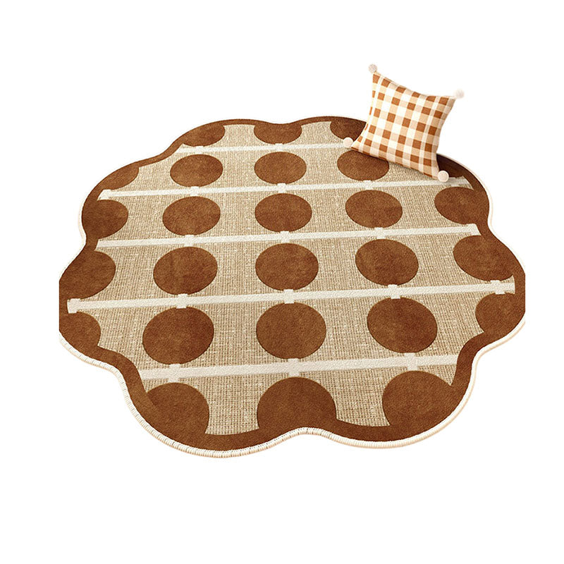 Tapis contemporain créatif rond en chenille TPR imprimée pour salon 