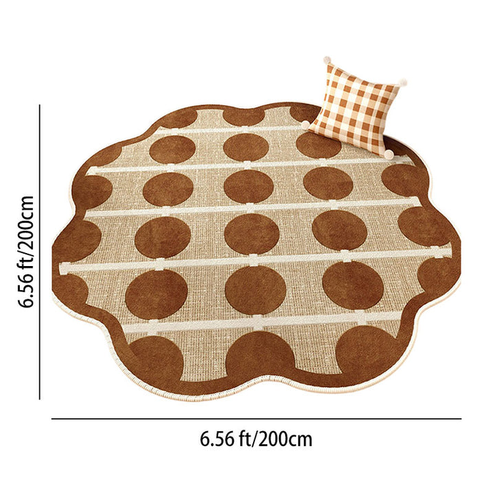 Tapis contemporain créatif rond en chenille TPR imprimée pour salon 