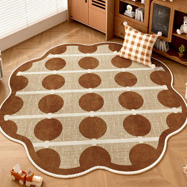Tapis contemporain créatif rond en chenille TPR imprimée pour salon 