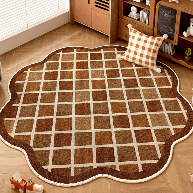 Tapis contemporain créatif rond en chenille TPR imprimée pour salon 