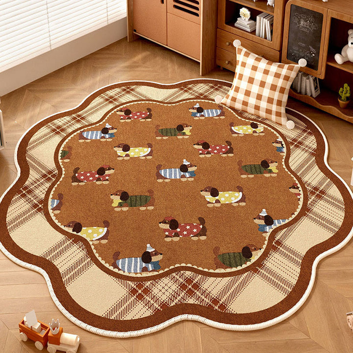 Zeitgenössischer kreativer runder Chenille-TPR-gedruckter Teppich für das Wohnzimmer 