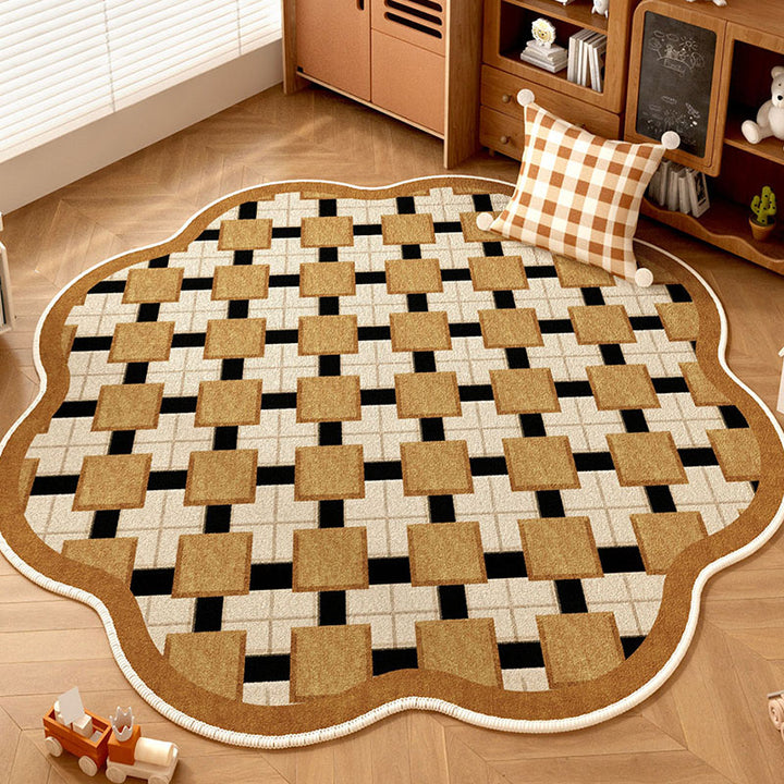 Zeitgenössischer kreativer runder Chenille-TPR-gedruckter Teppich für das Wohnzimmer 