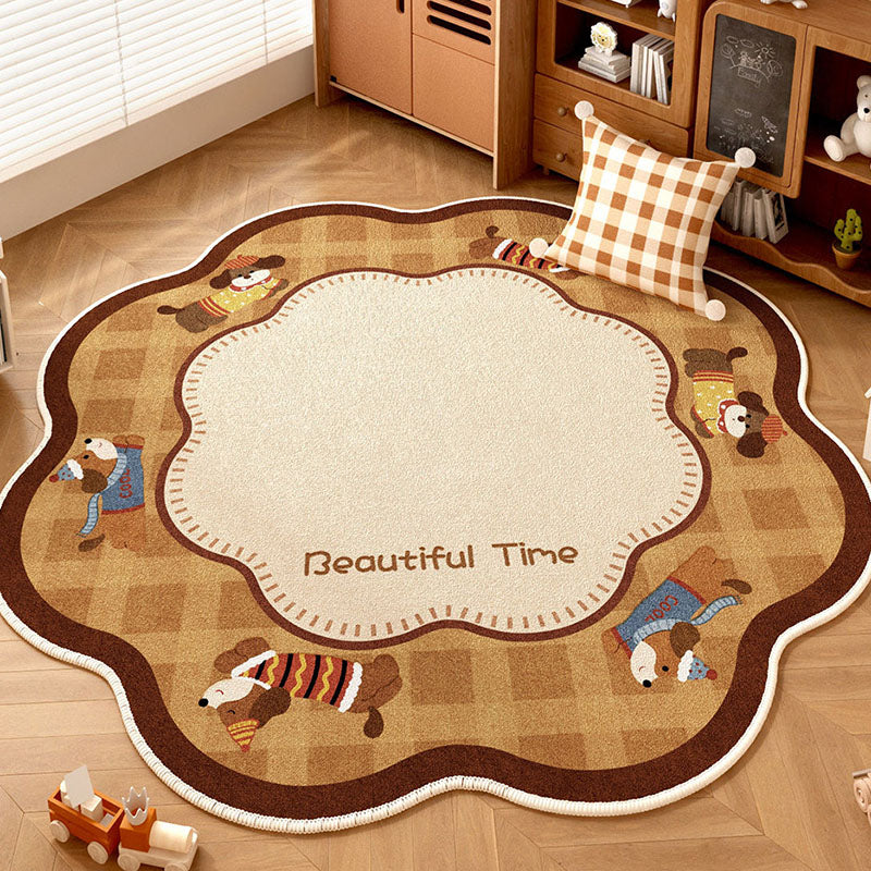 Zeitgenössischer kreativer runder Chenille-TPR-gedruckter Teppich für das Wohnzimmer 