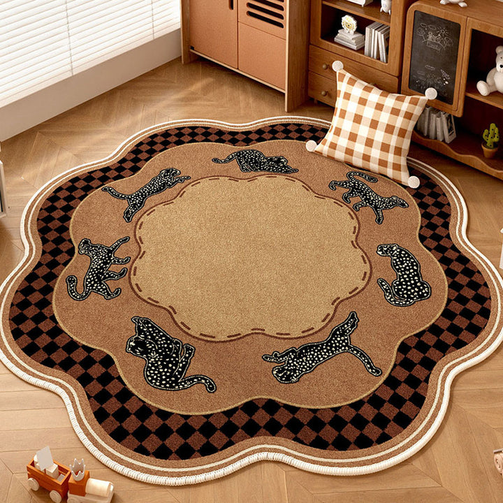 Zeitgenössischer kreativer runder Chenille-TPR-gedruckter Teppich für das Wohnzimmer 