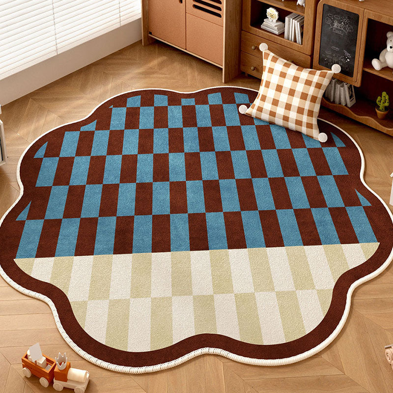 Zeitgenössischer kreativer runder Chenille-TPR-gedruckter Teppich für das Wohnzimmer 