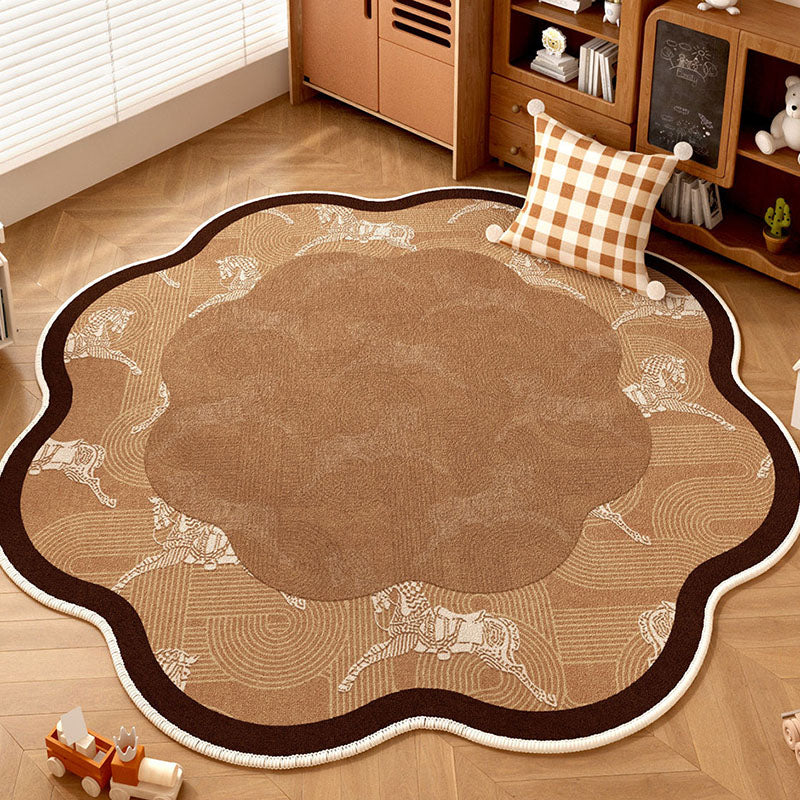 Zeitgenössischer kreativer runder Chenille-TPR-gedruckter Teppich für das Wohnzimmer 