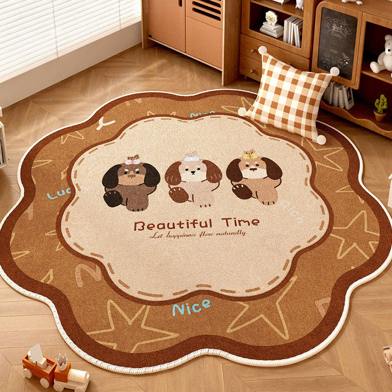 Zeitgenössischer kreativer runder Chenille-TPR-gedruckter Teppich für das Wohnzimmer 