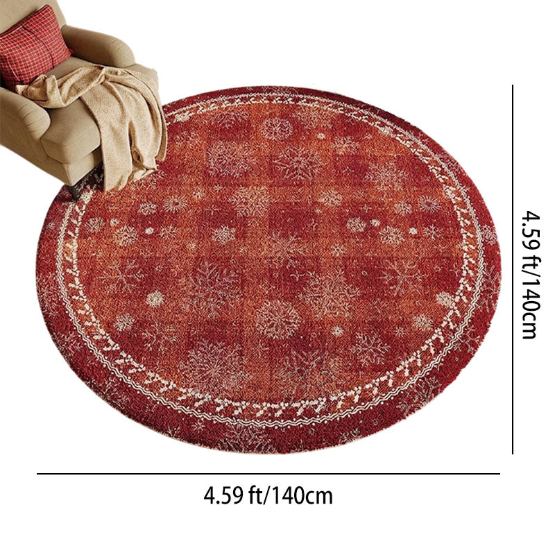 Contemporary Creative Round Faux Cashmere Dotted Plastic Cotton Linen Printed Christmas Rug For Living Room