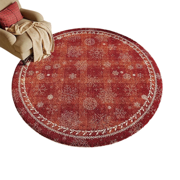 Contemporary Creative Round Faux Cashmere Dotted Plastic Cotton Linen Printed Christmas Rug For Living Room