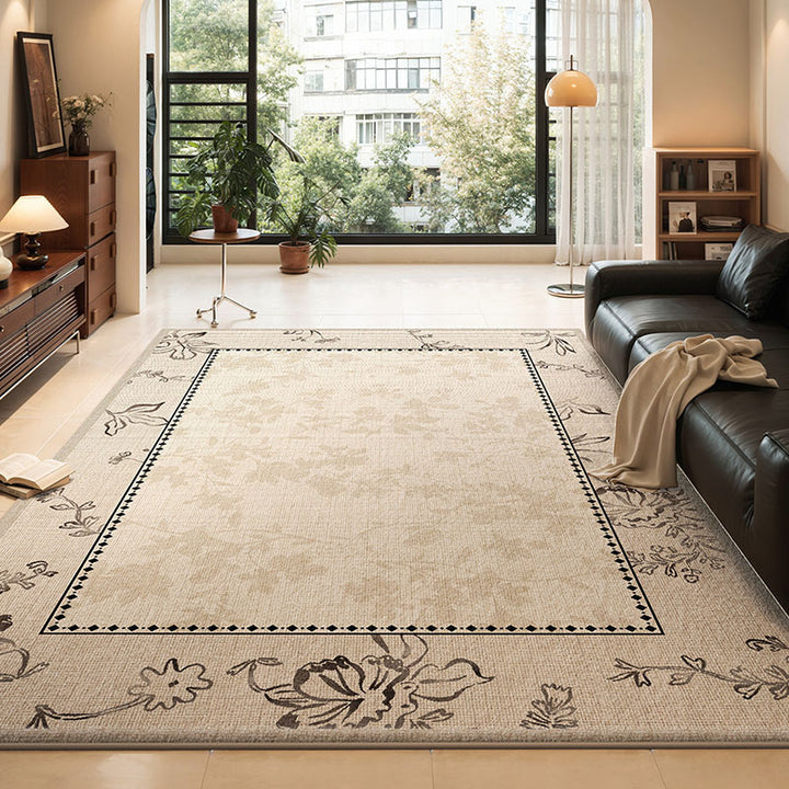 Alfombra antideslizante rectangular vintage tradicional de algodón con estampado de falso cachemira para sala de estar 