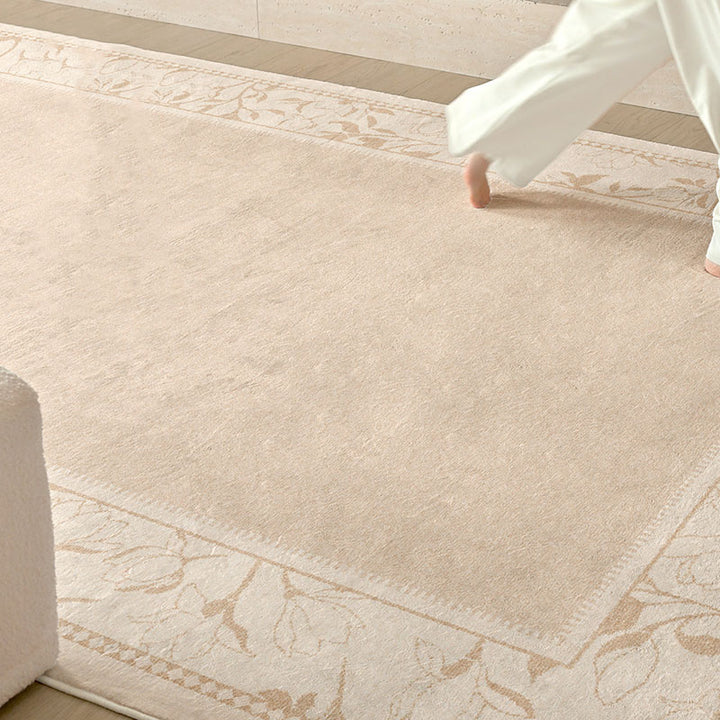 Alfombra antideslizante rectangular vintage tradicional de algodón con estampado de falso cachemira para sala de estar 