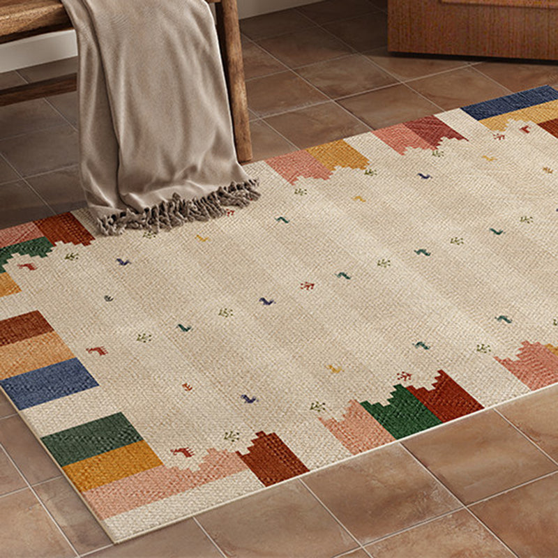 Zeitgenössischer kreativer rechteckiger rutschfester Teppich aus Faux-Linen mit TPR-Druck für Eingangsbereiche 
