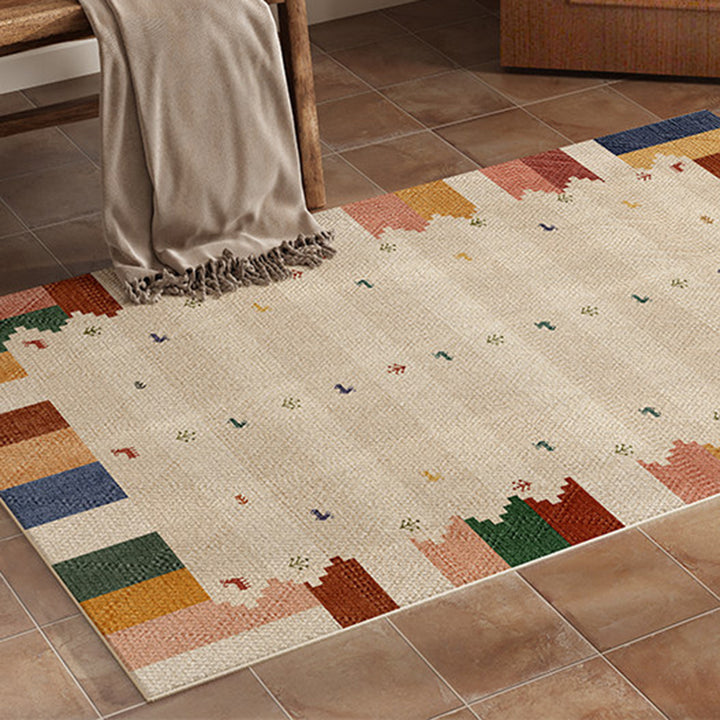 Zeitgenössischer kreativer rechteckiger rutschfester Teppich aus Faux-Linen mit TPR-Druck für Eingangsbereiche 