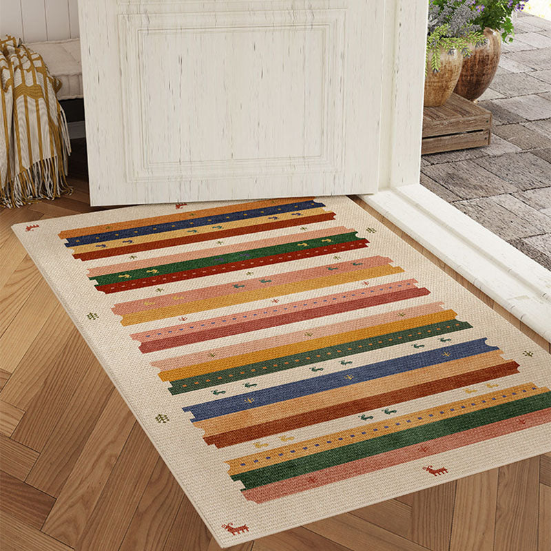 Zeitgenössischer kreativer rechteckiger rutschfester Teppich aus Faux-Linen mit TPR-Druck für Eingangsbereiche 