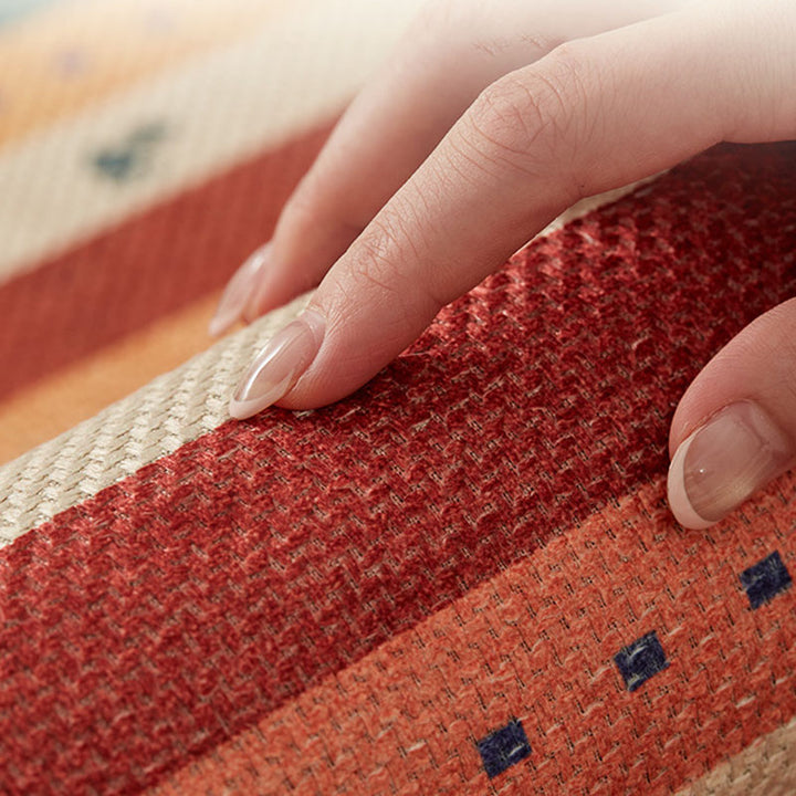Zeitgenössischer kreativer rechteckiger rutschfester Teppich aus Faux-Linen mit TPR-Druck für Eingangsbereiche 