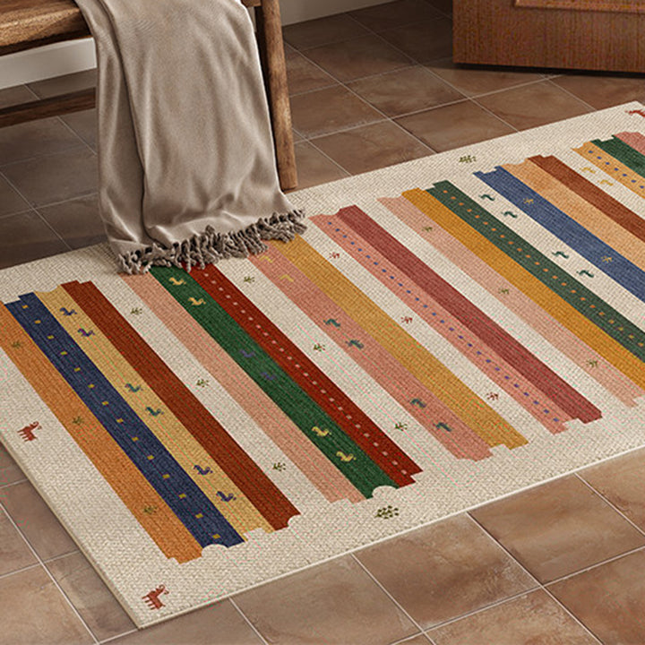 Zeitgenössischer kreativer rechteckiger rutschfester Teppich aus Faux-Linen mit TPR-Druck für Eingangsbereiche 