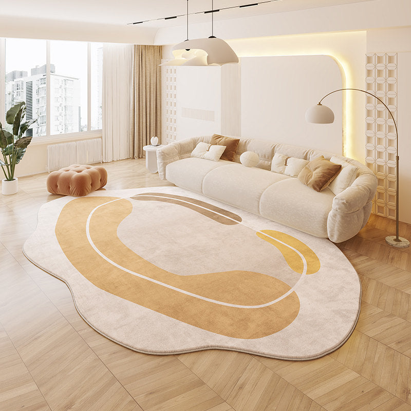 Tapis antidérapant imprimé en tissu plastique à pois, imitation cachemire, ovale irrégulier, créatif et contemporain, pour salon 