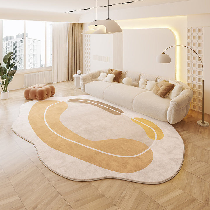 Tapis antidérapant imprimé en tissu plastique à pois, imitation cachemire, ovale irrégulier, créatif et contemporain, pour salon 