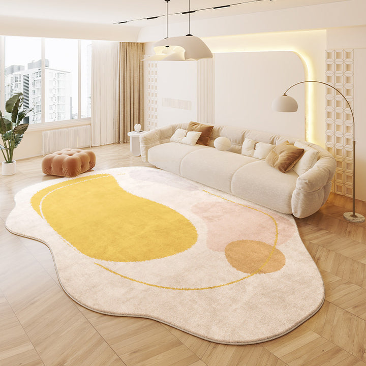 Tapis antidérapant imprimé en tissu plastique à pois, imitation cachemire, ovale irrégulier, créatif et contemporain, pour salon 
