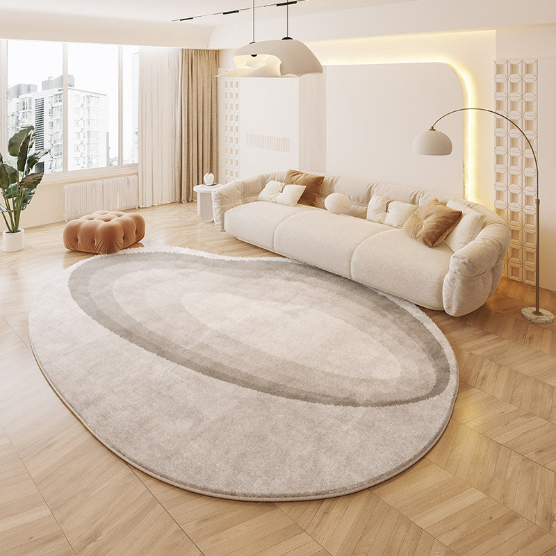 Tapis antidérapant imprimé en tissu plastique à pois, imitation cachemire, ovale irrégulier, créatif et contemporain, pour salon 