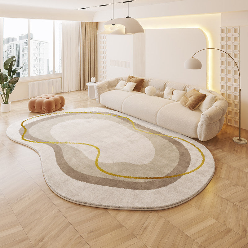 Tapis antidérapant imprimé en tissu plastique à pois, imitation cachemire, ovale irrégulier, créatif et contemporain, pour salon 