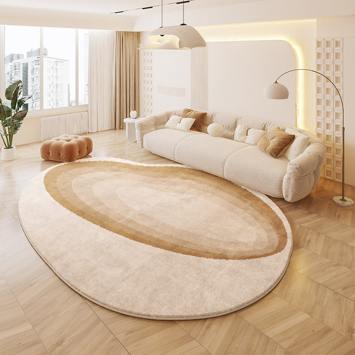 Tapis antidérapant imprimé en tissu plastique à pois, imitation cachemire, ovale irrégulier, créatif et contemporain, pour salon 