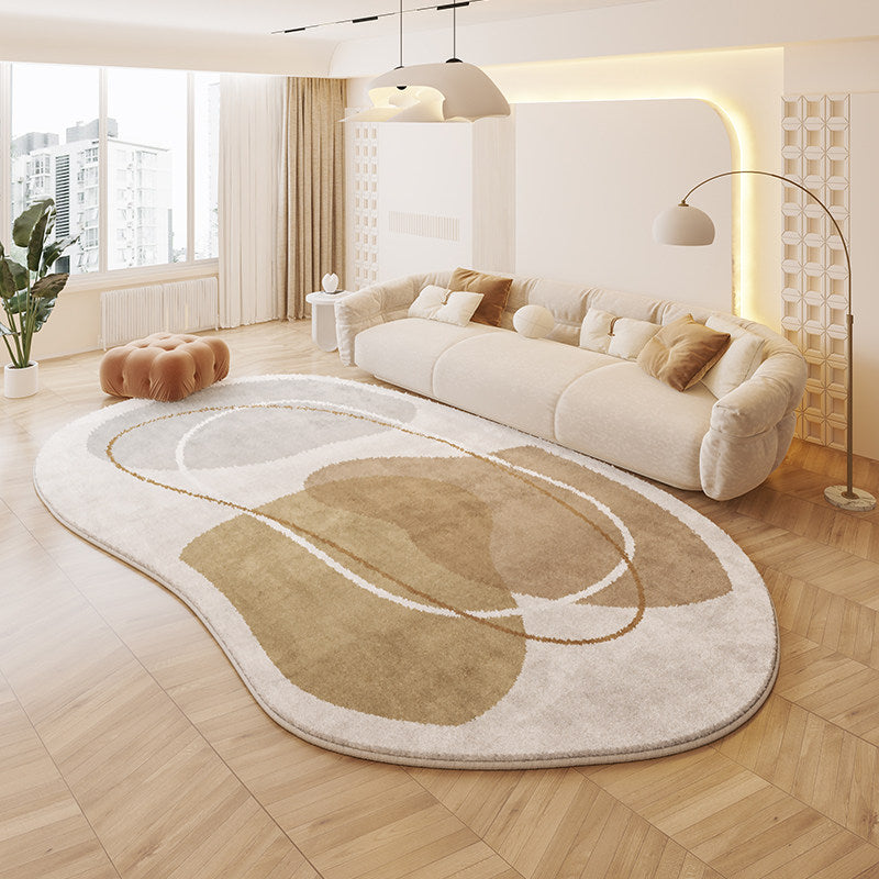 Tapis antidérapant imprimé en tissu plastique à pois, imitation cachemire, ovale irrégulier, créatif et contemporain, pour salon 