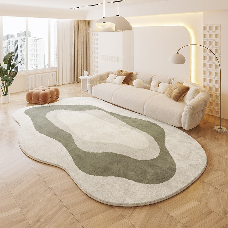 Tapis antidérapant imprimé en tissu plastique à pois, imitation cachemire, ovale irrégulier, créatif et contemporain, pour salon 