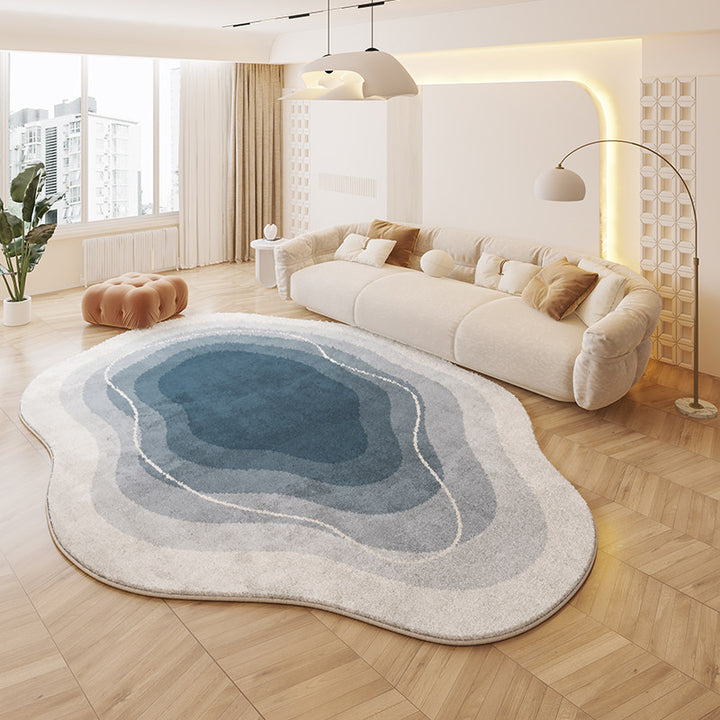 Tapis antidérapant imprimé en tissu plastique à pois, imitation cachemire, ovale irrégulier, créatif et contemporain, pour salon 