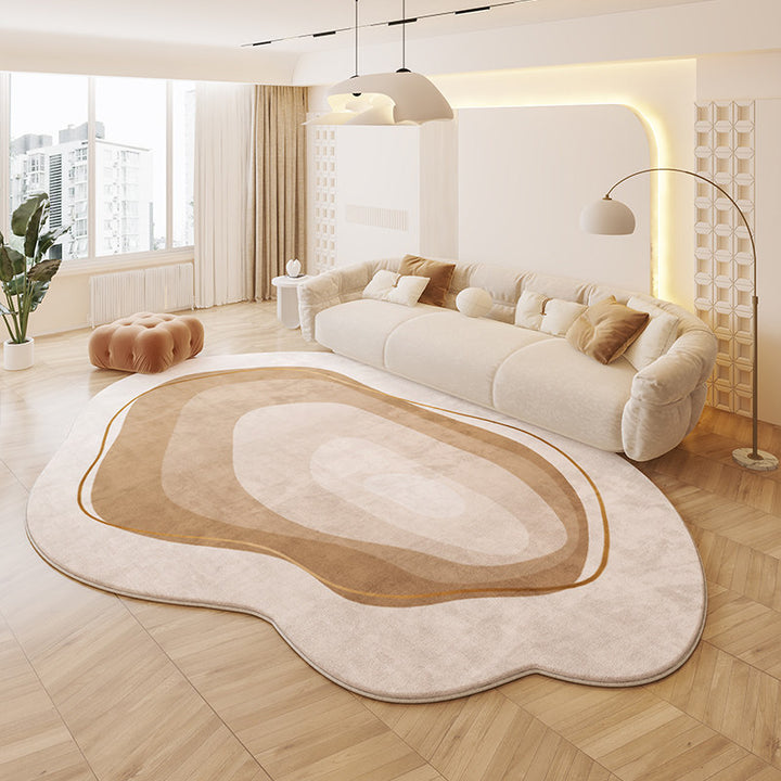 Tapis antidérapant imprimé en tissu plastique à pois, imitation cachemire, ovale irrégulier, créatif et contemporain, pour salon 