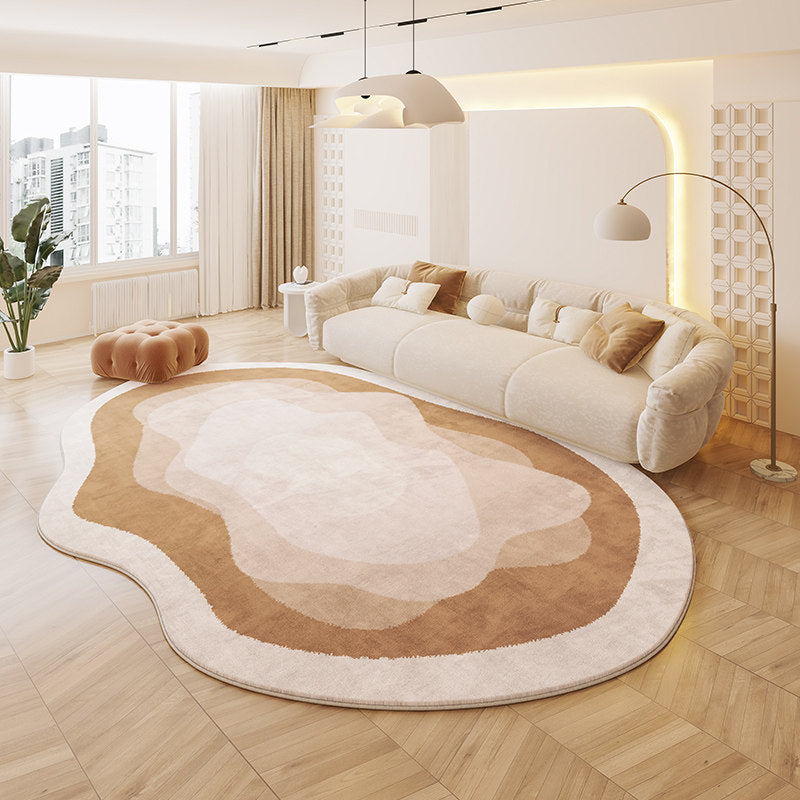 Tapis antidérapant imprimé en tissu plastique à pois, imitation cachemire, ovale irrégulier, créatif et contemporain, pour salon 