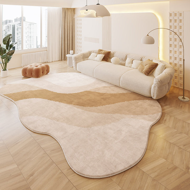 Tapis antidérapant imprimé en tissu plastique à pois, imitation cachemire, ovale irrégulier, créatif et contemporain, pour salon 