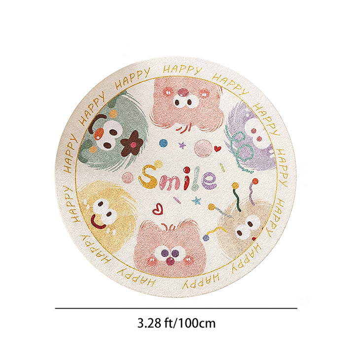 Contemporary Creative Round Faux Cashmere Dotted Plastic Fabric Non-Slip Kids Rug For Living Room