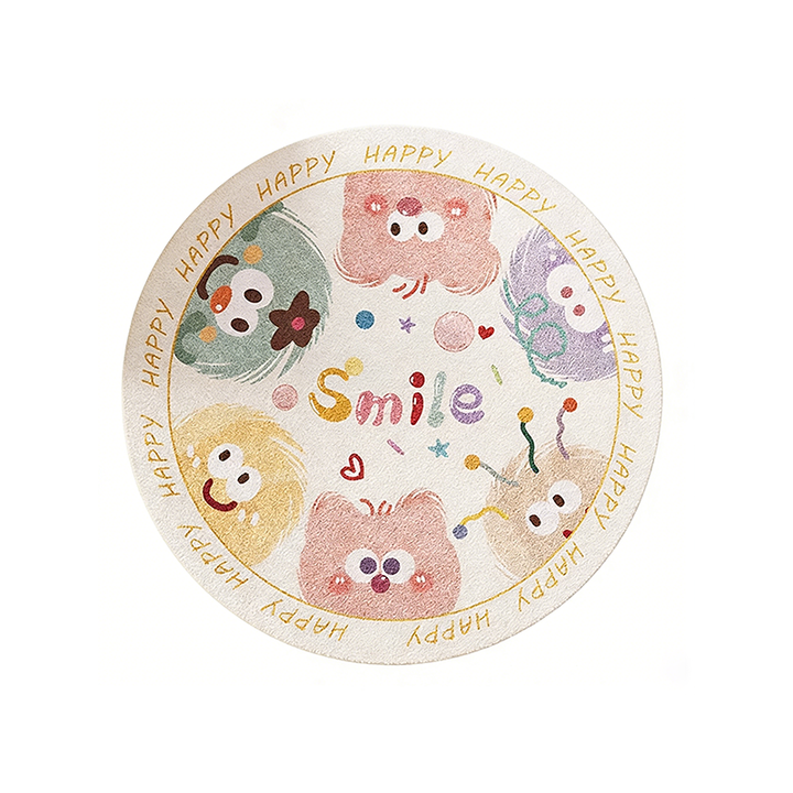 Contemporary Creative Round Faux Cashmere Dotted Plastic Fabric Non-Slip Kids Rug For Living Room