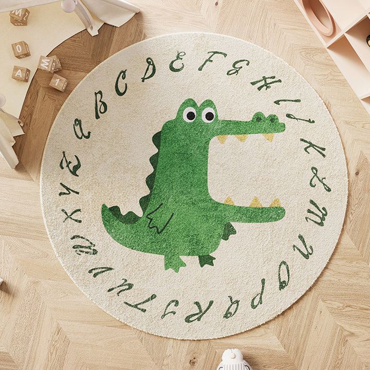 Contemporary Creative Round Faux Cashmere Dotted Plastic Fabric Non-Slip Kids Rug For Living Room