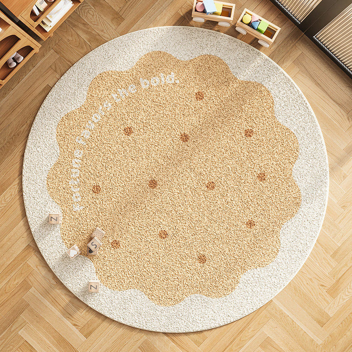 Contemporary Creative Round Faux Cashmere Dotted Plastic Fabric Non-Slip Kids Rug For Living Room