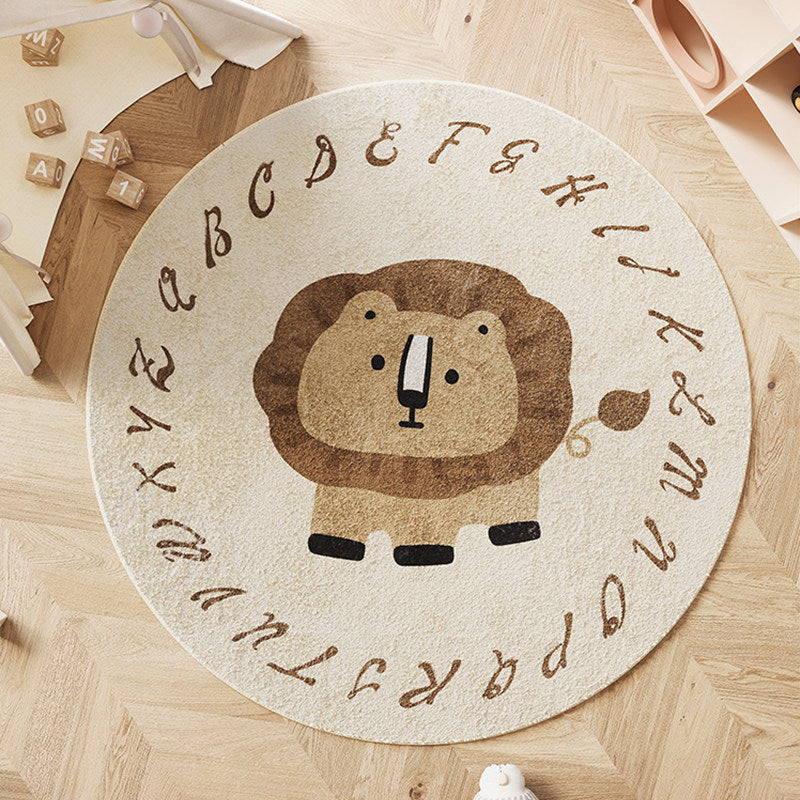 Contemporary Creative Round Faux Cashmere Dotted Plastic Fabric Non-Slip Kids Rug For Living Room