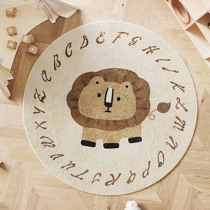 Contemporary Creative Round Faux Cashmere Dotted Plastic Fabric Non-Slip Kids Rug For Living Room