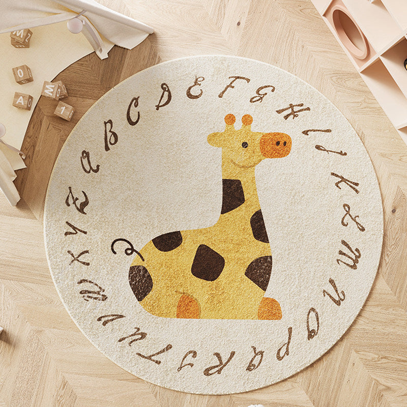 Contemporary Creative Round Faux Cashmere Dotted Plastic Fabric Non-Slip Kids Rug For Living Room