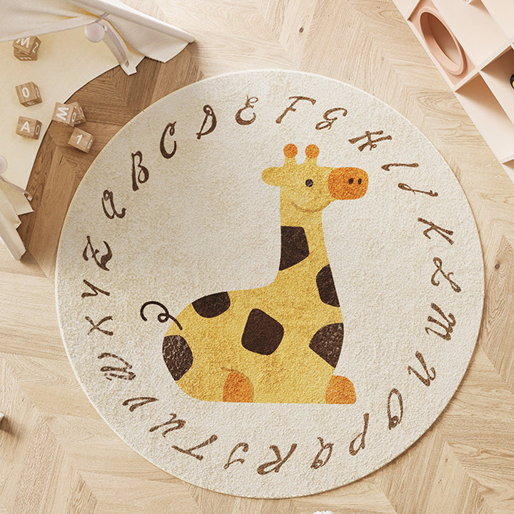 Contemporary Creative Round Faux Cashmere Dotted Plastic Fabric Non-Slip Kids Rug For Living Room