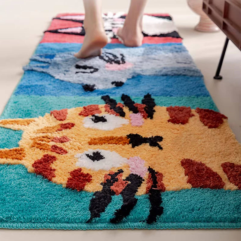 Contemporary Creative Rectangular Polyester TPR Non-Slip Carved Tufted Kids Rug For Living Room